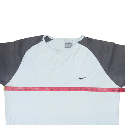 Nike Men's Blue Long Sleeve Colourblock Cotton Top Size M
