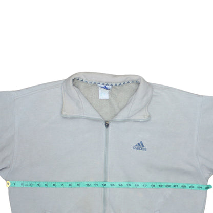 Adidas Mens Beige Full Zip Fleece Track Jacket Size M