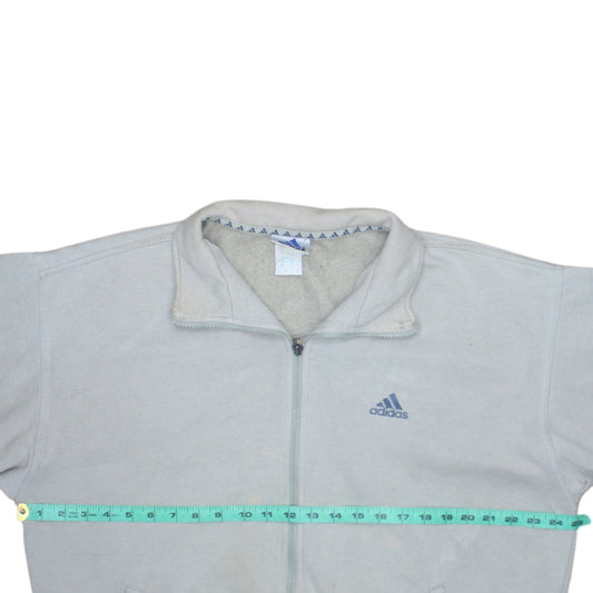 Adidas Mens Beige Full Zip Fleece Track Jacket Size M