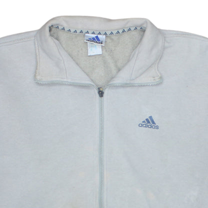 Adidas Mens Beige Full Zip Fleece Track Jacket Size M
