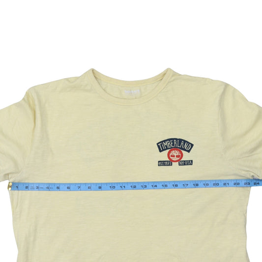 Timberland Men’s Beige XL Graphic Logo Crew Neck Cotton T-Shirt
