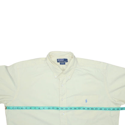 Ralph Lauren Men's Beige Short Sleeve Button-Down Cotton Shirt L