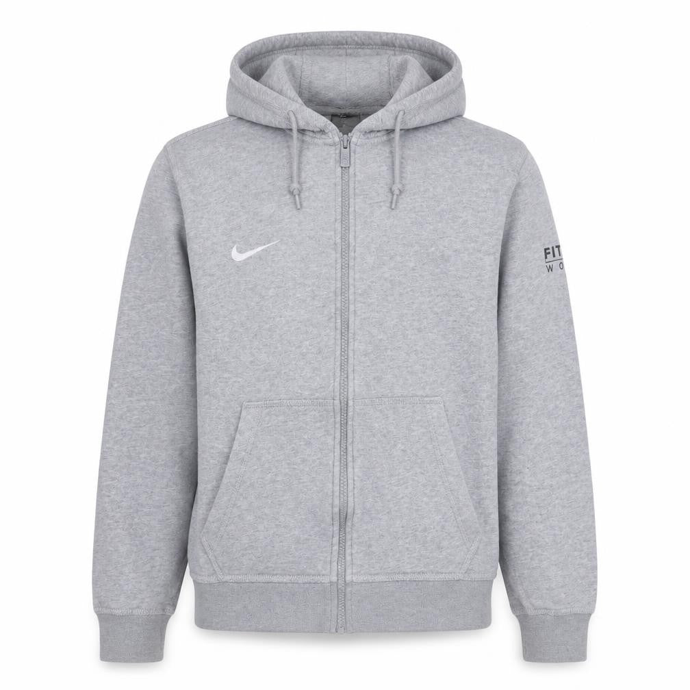 Nike Men Grey Full Zip Hoodie Size M Sports Fleece Sweatshirt