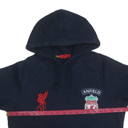 Liverpool FC Men's Blue Pullover Hoodie S Embroidered Anfield Logo