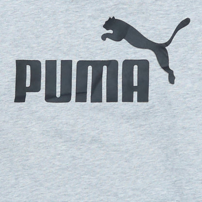 Puma Womens Grey Pullover Hoodie Size 10 Logo Print Cotton Blend