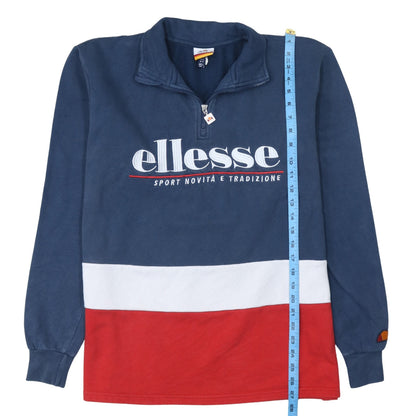 Ellesse Men's Blue Small 1/4 Zip Embroidered Sweatshirt