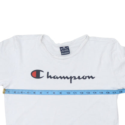 Champion Boys White 2XL 15-16 Years Crew Neck Short Sleeve Logo T-Shirt
