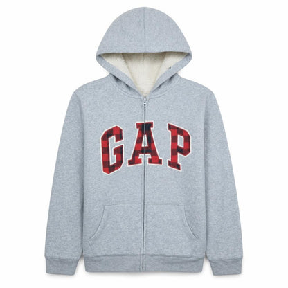 Gap Kids Boys Grey Full Zip Hoodie Sherpa Lined XXL - Warm Casual Sweatshirt