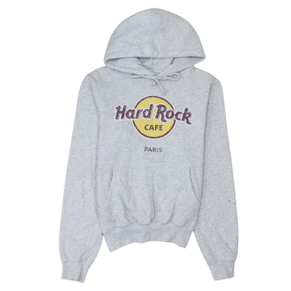Hard Rock Cafe Paris Grey Pullover Hoodie Men’s Small Logo Fleece