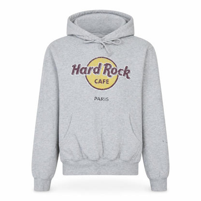 Hard Rock Cafe Paris Grey Pullover Hoodie Men’s Small Logo Fleece