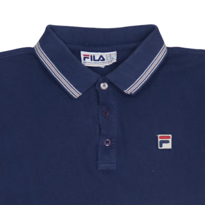 FILA Men's Blue Short Sleeve Cotton Polo Shirt XS