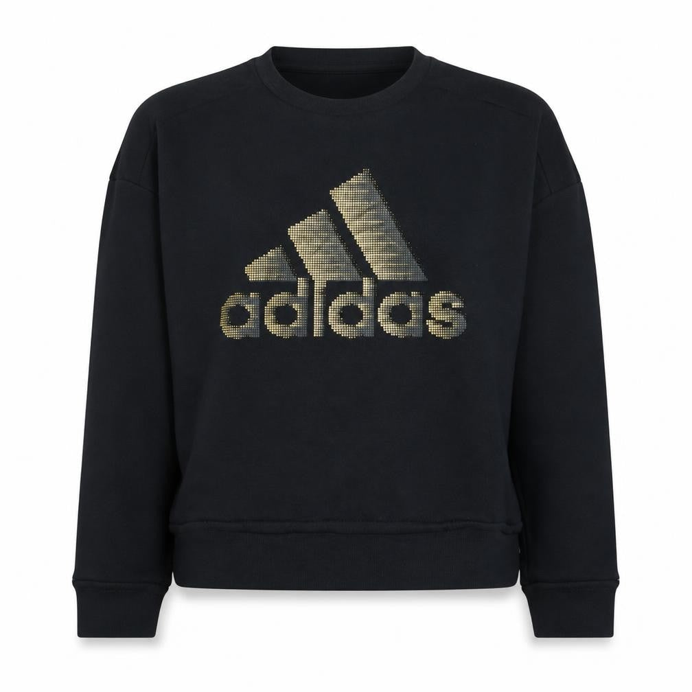 Adidas Womens Black Gold Logo Pullover Sweatshirt XL