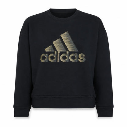 Adidas Womens Black Gold Logo Pullover Sweatshirt XL