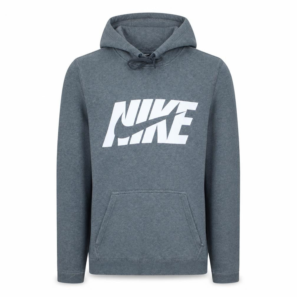 Nike Men's Grey Pullover Hoodie Small Logo Graphic Cotton Blend