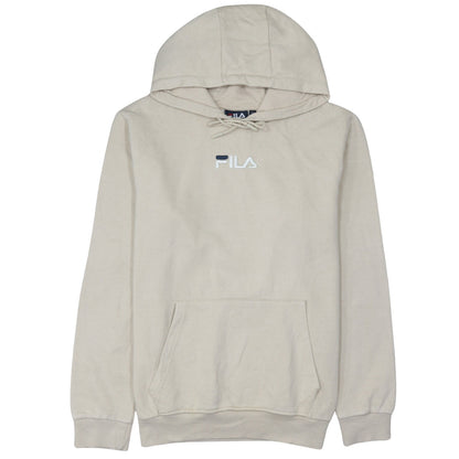 Fila Men’s Beige Pullover Hoodie Medium Cotton Blend Classic Logo