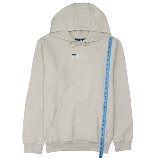 Fila Men’s Beige Pullover Hoodie Medium Cotton Blend Classic Logo