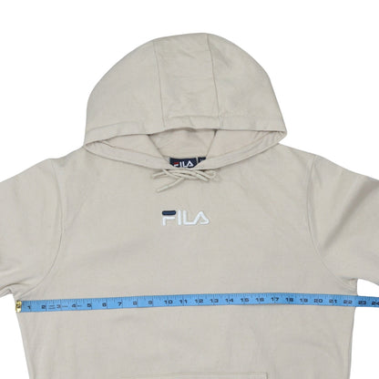 Fila Men’s Beige Pullover Hoodie Medium Cotton Blend Classic Logo