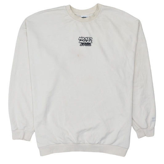 Disney Mickey & Friends at George Beige Sweatshirt Women M 12-14 Crew Neck Cotton