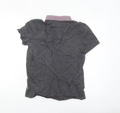 Ted Baker Men’s Grey Cotton Polo Shirt Size M Button Collar Casual