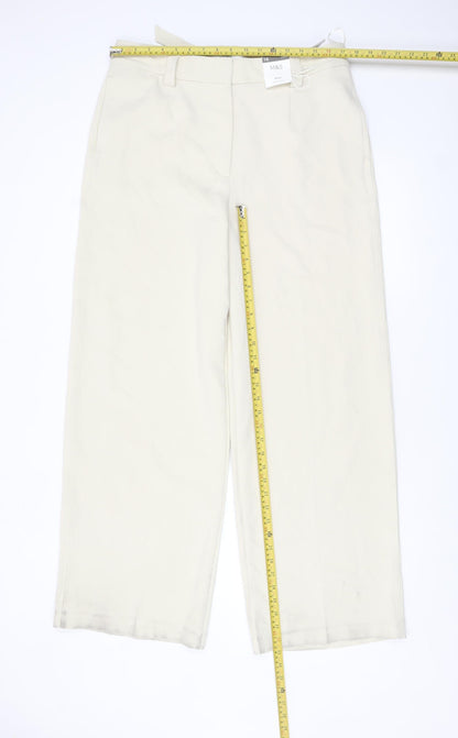 Marks and Spencer Women Beige Wide-Leg Trousers Size 16 Long