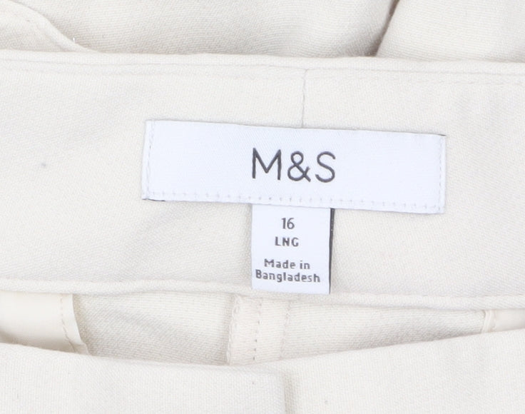 Marks and Spencer Women Beige Wide-Leg Trousers Size 16 Long