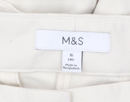 Marks and Spencer Women Beige Wide-Leg Trousers Size 16 Long