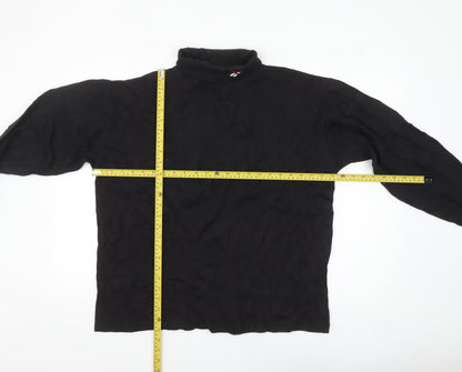Reebok Men’s Black Cotton Long Sleeve High Neck Casual Top L