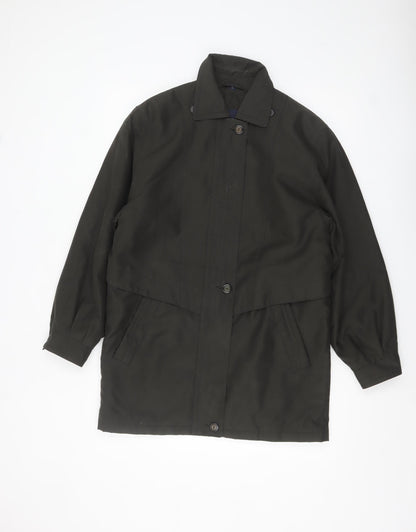 Telemac Men's Black Mid-Length Overcoat Size S with Button Fastening