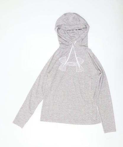 Under Armour Women's Grey XS HeatGear Hooded Long Sleeve Top