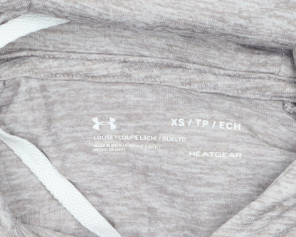 Under Armour Women's Grey XS HeatGear Hooded Long Sleeve Top
