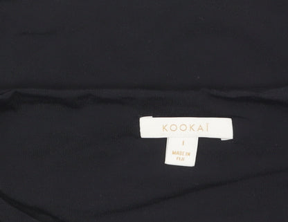 Kookai Women’s Black Cropped Long Sleeve Stretch Top Size S
