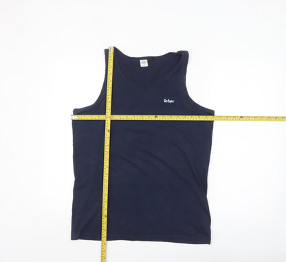 Lee Cooper Men's Blue Sleeveless Cotton Tank Top M Regular Fit