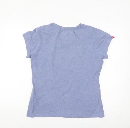 Superdry Women's Blue Glitter Logo T-Shirt XL Crew Neck
