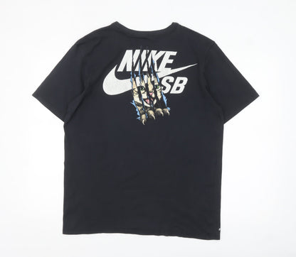 Nike Men Black Dri-FIT Cat Graphic Athletic Fit T-Shirt Size L