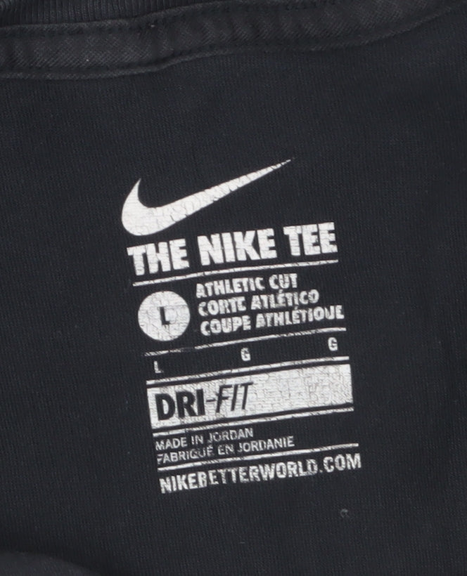 Nike Men Black Dri-FIT Cat Graphic Athletic Fit T-Shirt Size L