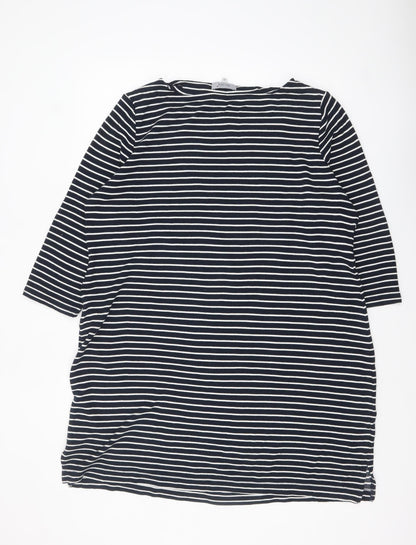 Marks and Spencer Per Una Women's Black Stripe 3/4 Sleeve Shift Dress Size 24