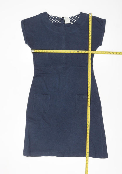 Weird Fish Women's Blue Jersey Shift Dress Size 10 Casual