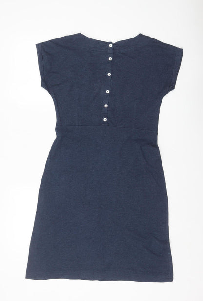 Weird Fish Women's Blue Jersey Shift Dress Size 10 Casual