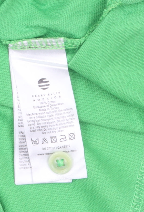 Perry Ellis America Men's Green Cotton Polo Shirt Size M