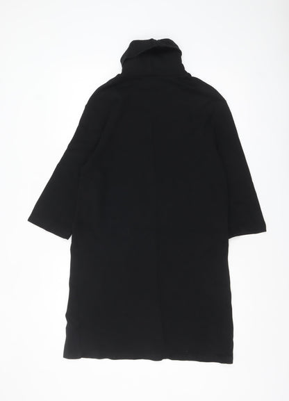 Zara Women Black Roll Neck Shift Jersey Dress Size S