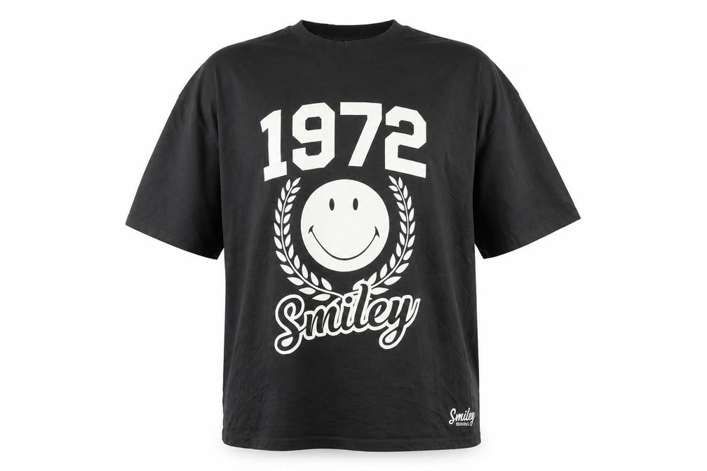 H&M Divided Smiley Originals Men's Black 1972 Graphic Cotton T-Shirt M