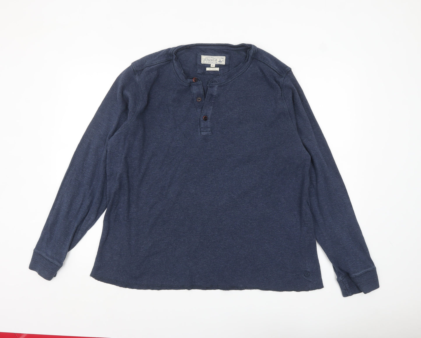 Fat Face Men's Blue Long Sleeve Henley Loungewear Top XL Cotton