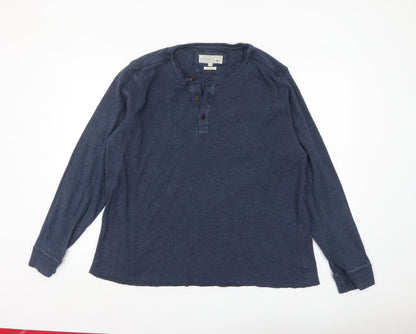 Fat Face Men's Blue Long Sleeve Henley Loungewear Top XL Cotton