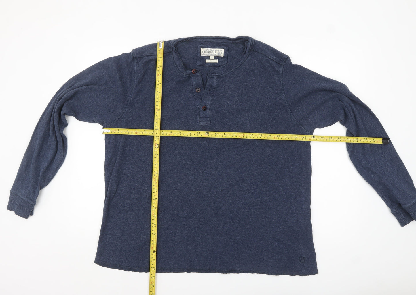 Fat Face Men's Blue Long Sleeve Henley Loungewear Top XL Cotton