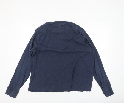 Fat Face Men's Blue Long Sleeve Henley Loungewear Top XL Cotton