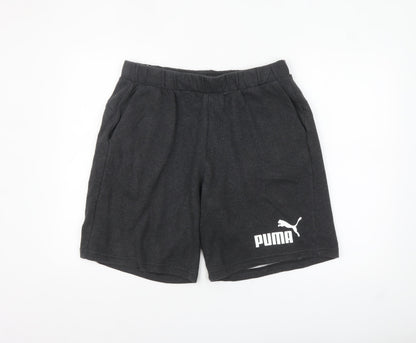 Puma Men Black Sweat Shorts L Elastic Waist Pockets