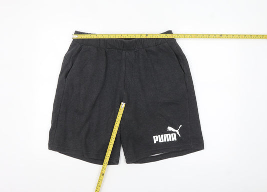 Puma Men Black Sweat Shorts L Elastic Waist Pockets