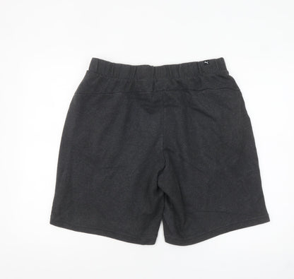 Puma Men Black Sweat Shorts L Elastic Waist Pockets
