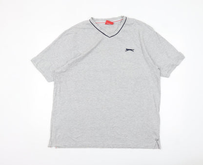 Slazenger Men's Grey V-Neck Short Sleeve Classic Fit T-Shirt XL
