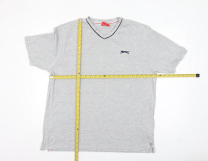 Slazenger Men's Grey V-Neck Short Sleeve Classic Fit T-Shirt XL